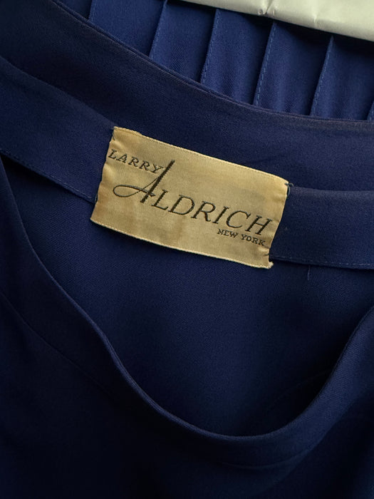 Stunning 1950's Larry Aldrich New Look Starburst Pleated Dress In Yves Klein Blue / M