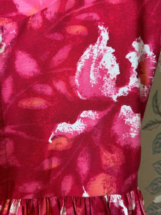 1950's Kamehameha Hibiscus 🌺 Cotton Sundress / SM