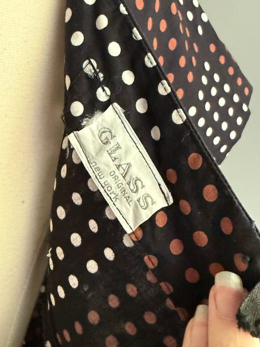 Darling Early 1960's Polka Dot Checked Cotton Dress By Glass Original  / M