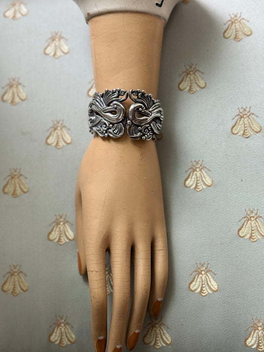 Rare Midcentury Margot de Taxco Sterling Silver Bird Bracelet