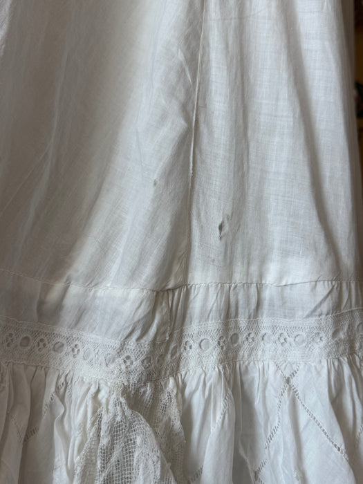 Ethereal Edwardian Embroidered Cotton Wedding Dress Three Piece Set / XS