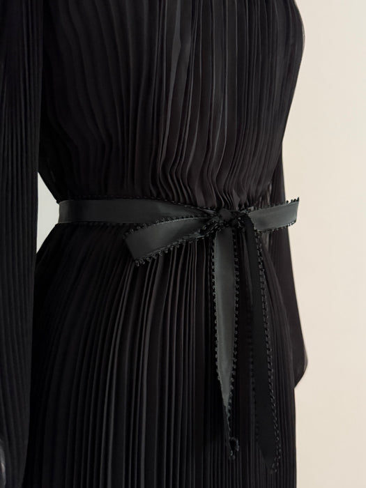 Sublime 1970's Scott Barrie Silk Chiffon Pleated Evening Dress / S