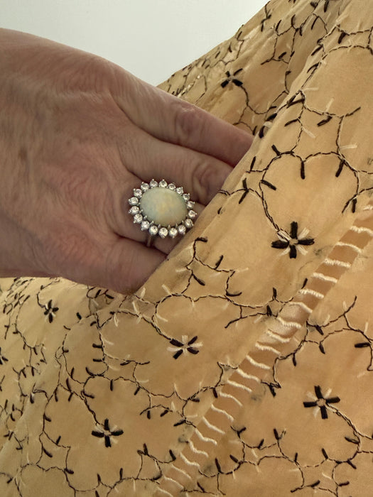 Exquisite 1950's Embroidered Silk Party Dress By Ceil Chapman / M