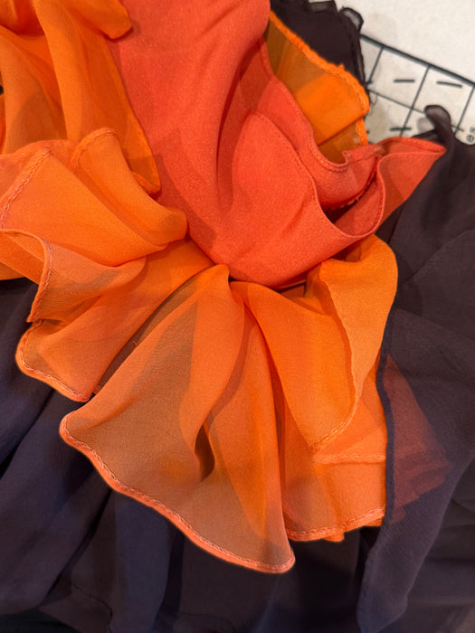 Stunning Late 1950's Travilla Chocolate Orange Silk Chiffon Cocktail Dress / S