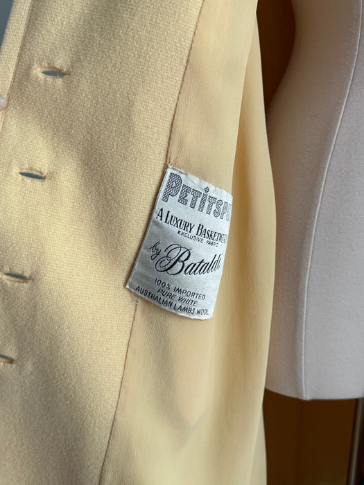 Elegant & Chic Early 1960's Butter Yellow Wool Overcoat / M