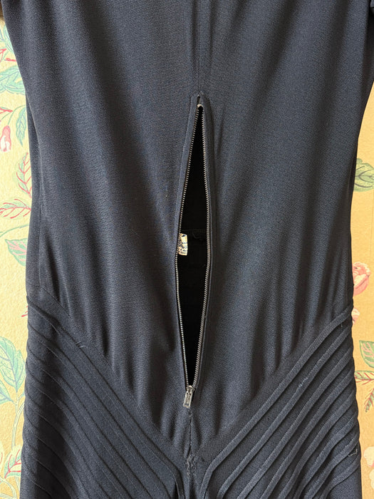 Vintage 1930's FOGA Rayon Crepe Black Evening Gown / SM