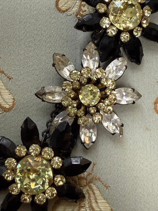 Spectacular 1950's Miriam Haskell Floral Necklace & Earring Set