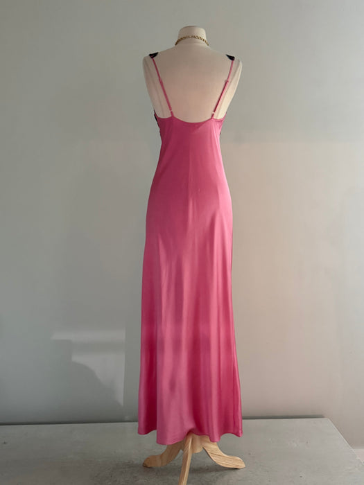 Sexy 1990’s Pink Silk Charmeuse Bias Cut Slip Dress / xs