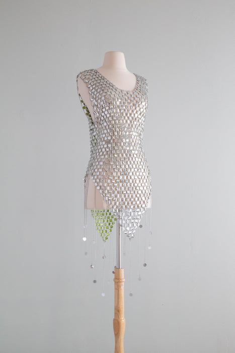 RARE Late 1960's Paco Rabanne Gold Chainmail Mini Dress And Headpiece Xtabay Vintage RARE Late 1960's Paco Rabanne Gold Chainmail Mini Dress And Headpiece Xtabay Vintage