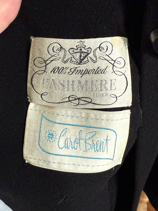 Eternally Chic 1950’s Black Imported Cashmere Cocoon Coat / ML