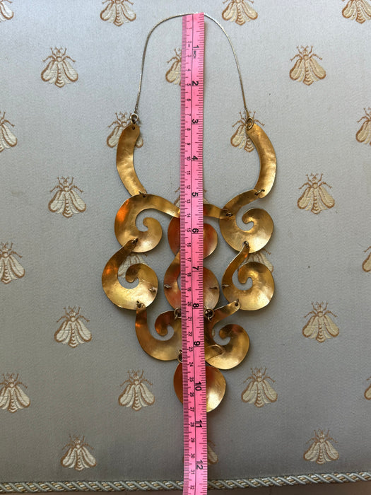 Fabulous 1970's Modernest Gold Tone Statement Necklace