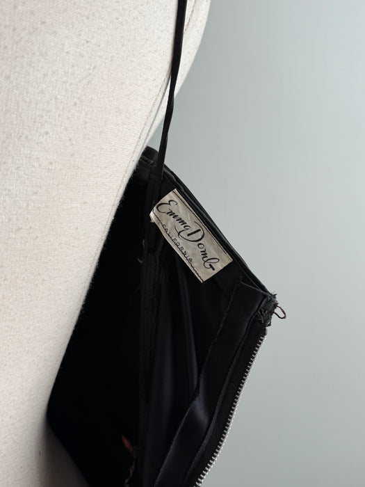 Glamourous 1950's Emma Domb Black Satin Cocktail Dress / SM