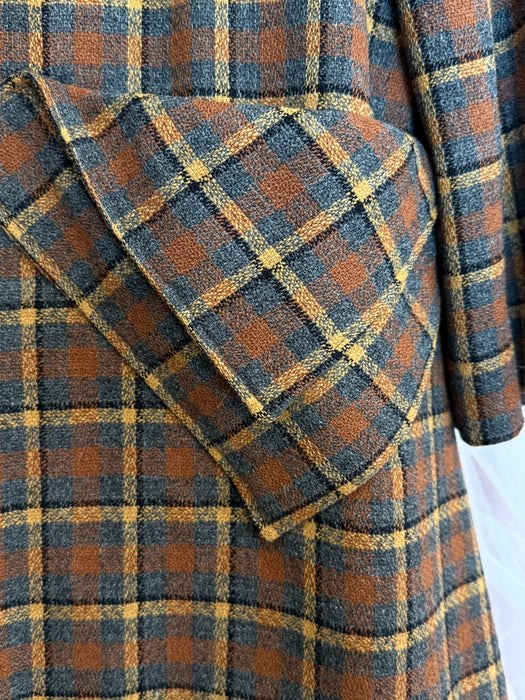 Classic 1940's Swansdown For Forstmann Plaid Wool Swing Coat / ML