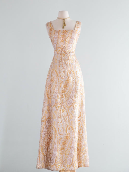 Spectacular 1960’s Arnold Scaasi Gold Brocade Evening Gown and Maxi Coat / M
