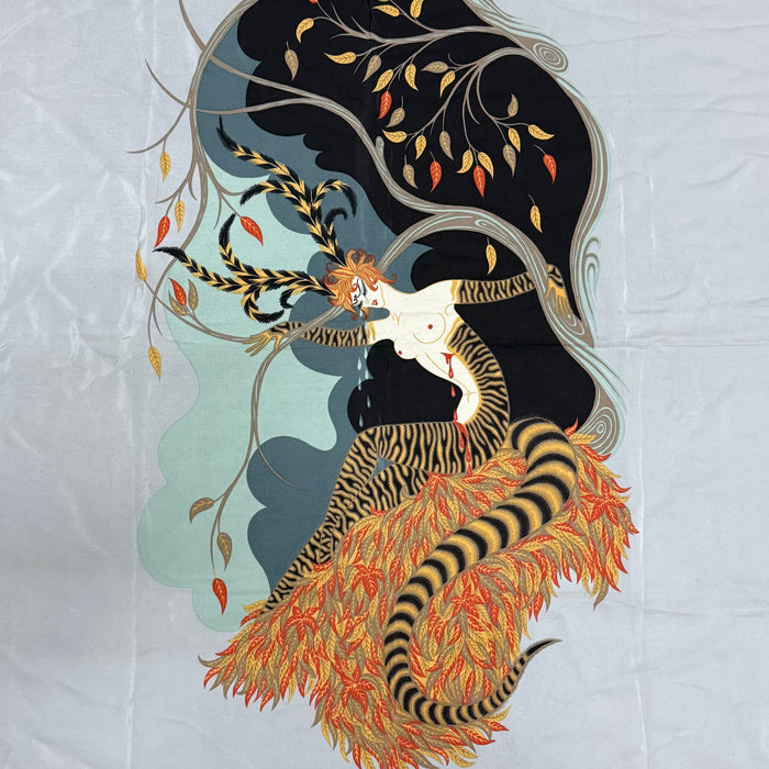 Rare Vintage Erté Silk Scarf – “Tiger Lily” For Carry Back LTD Italy / OS