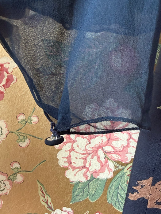 Rare Vintage Holly’s Harp Navy Silk Chiffon Tiered Gown / M