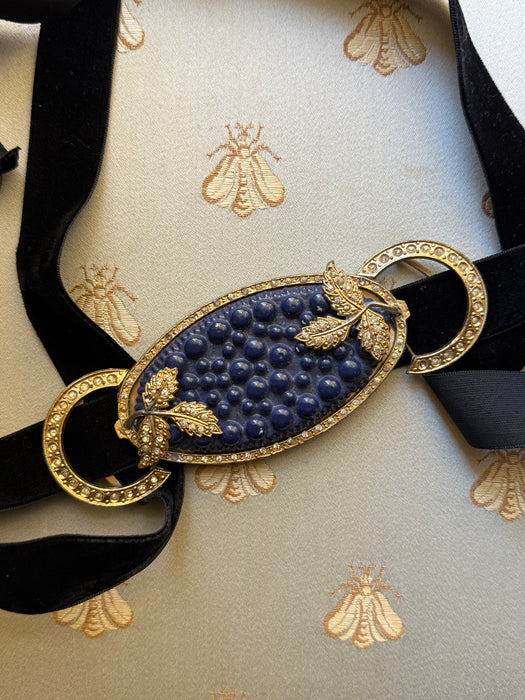 Stunning 1930's Sapphire Blue Hand-Crocheted Dress with Matching Belt / SM