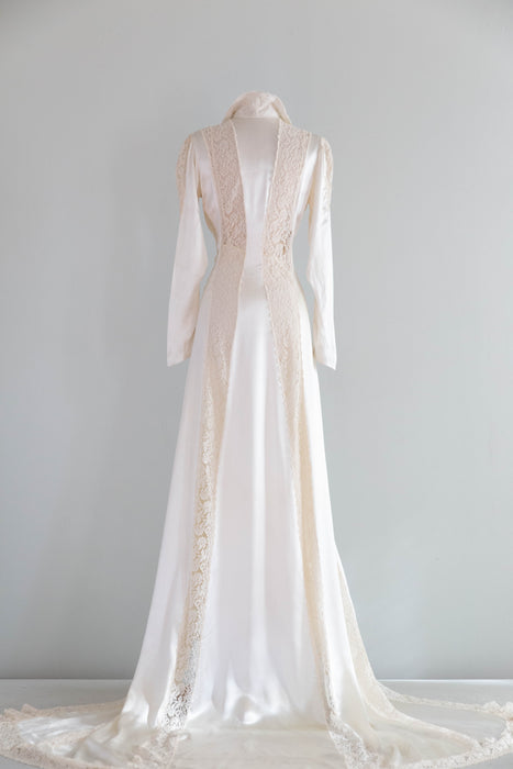Sublime 1930’s Wedding Coat With Lace Insets and Train / SM
