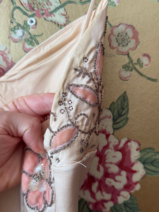 Spectacular 1950's Ballet Pink Custom Couture Silk Evening Gown From Isabell Gerhart / SM