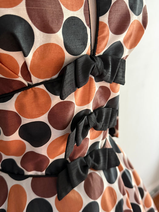 Fabulous 1950's Copper Penny Silk Dress by Mark- Robbins / S