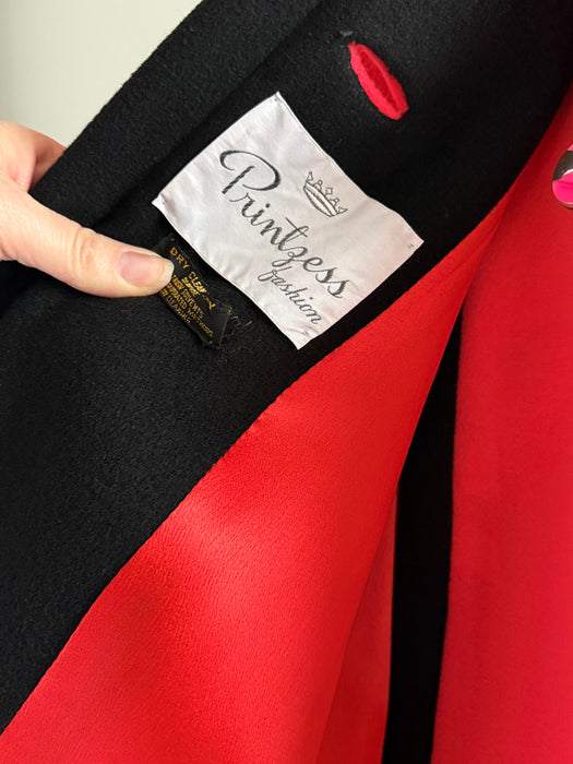 Iconic 1960's Lipstick Red Wool Mod Coat By Printzess Fashions / ML
