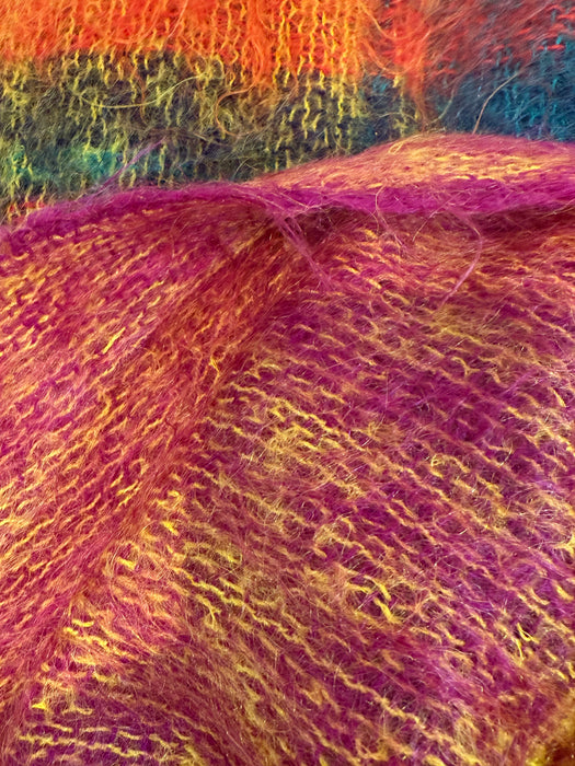 Fantastic 1970's Rainbow Mohair Wrap Cape / OS