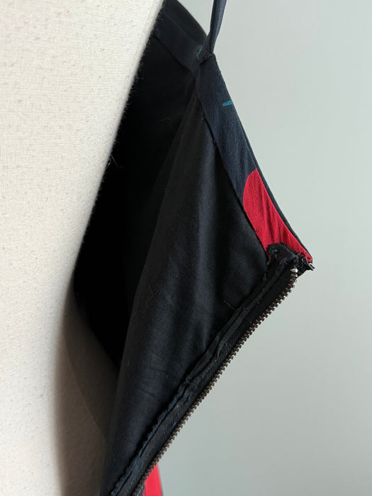 Divine Early 1940's Black Silk Rose Print Evening Gown With Matching Shawl / M