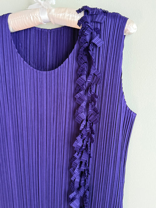 1990's Pleats Please Issey Miyake Purple Fringe Dress / JP5