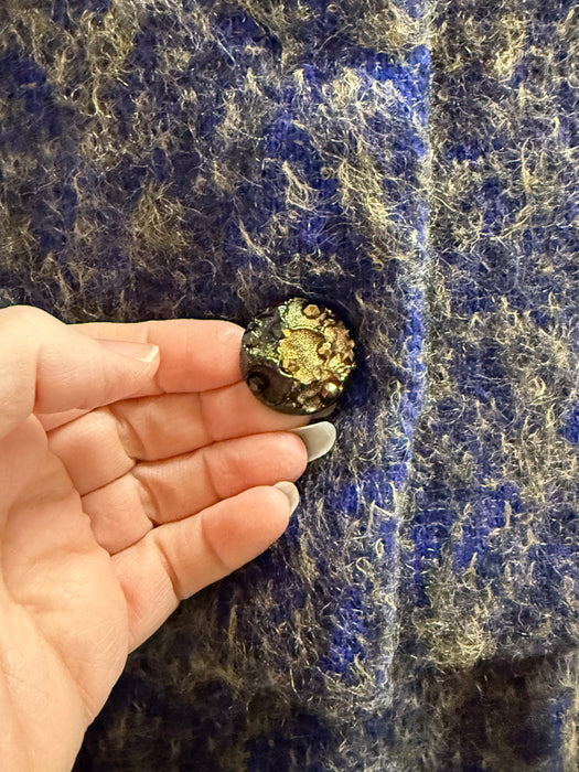 Timeless Chic 1960s Blue and Taupe Mohair Bouclé Chanel Inspired Two Piece Suit / M