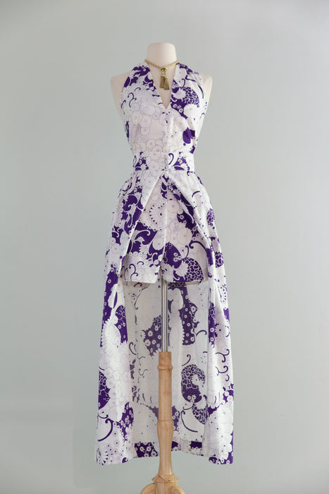 Fabulous 1960's Patio Glamour 2pc. Sunsuit and Skirt Set By Alice / M