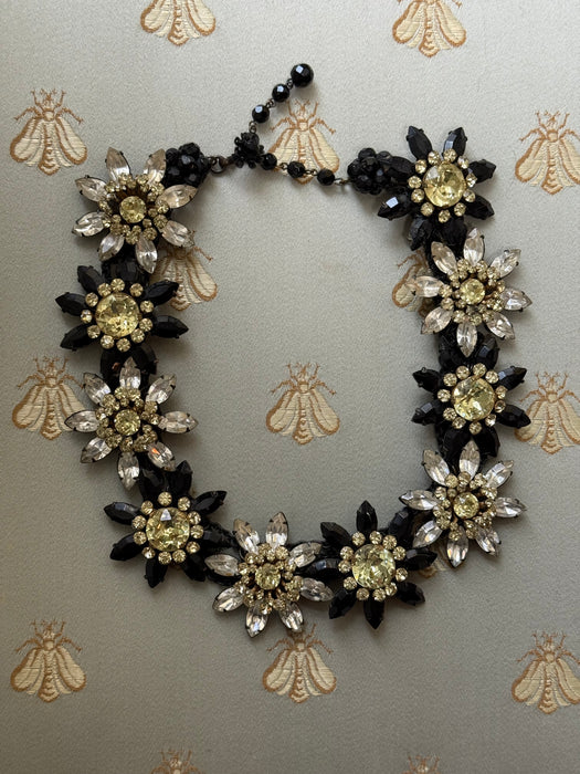 Spectacular 1950's Miriam Haskell Floral Necklace & Earring Set