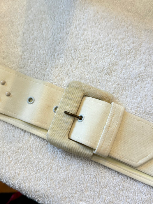 Elegant 1940's Ivory Rayon Jersey Wedding Dress With Pleated Bodice / SM