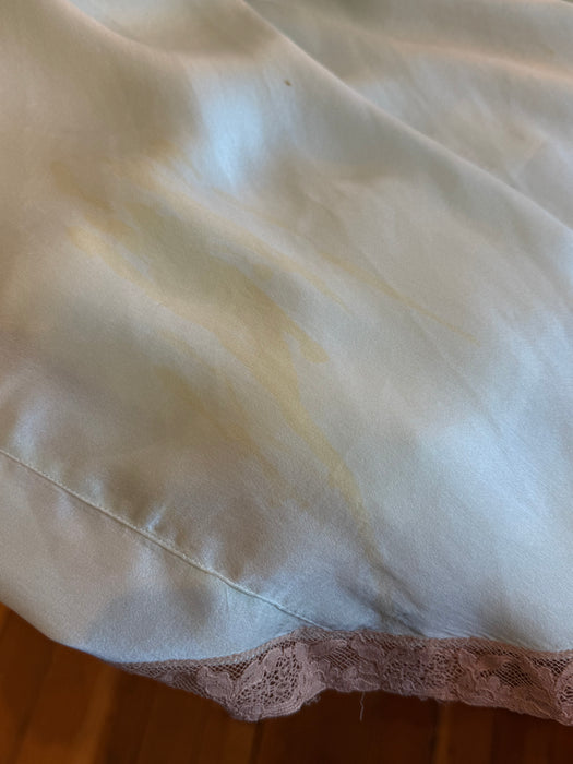 Luminous 1930's Aquamarine Silk Bias Cut Night Gown / M