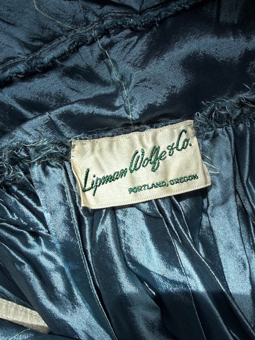 Luminous 1950's Steel Blue Party Dress From Lipman Wolfe & Co. / M