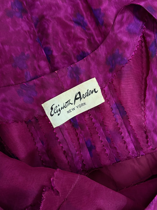 Gorgeous 1950's Fuschia Silk Taffeta Demi Couture Cocktail Dress From Elizabeth Arden / SM