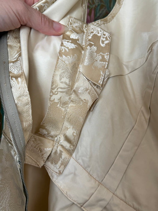 Elegant Late 1950's Chinese Silk Brocade Cocktail Dress & Jacket / S