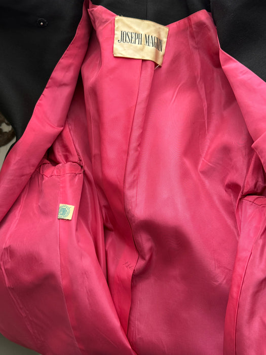 Sublime 1960's Sculptural Silk Evening Coat With Hot Pink Lining From Joseph Magnin / SM