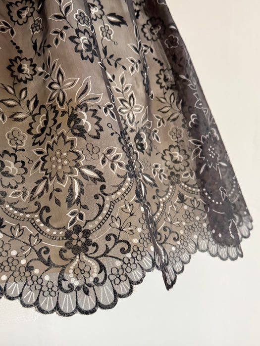 Gorgeous 1950's Flocked Lace Print Cocktail Dress / S