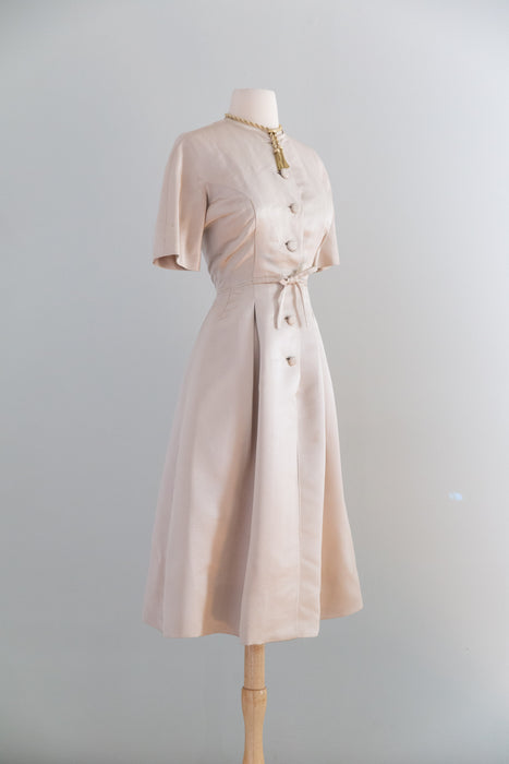 Fabulous Late 1950’s Cashmere Coat and Matching Silk Dress Set / SM