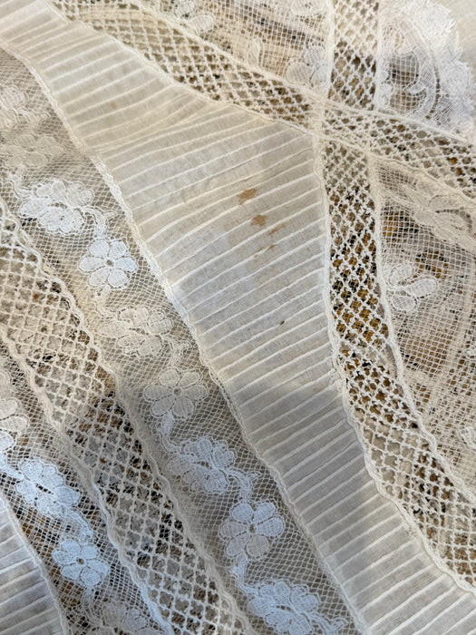 Extraordinary Edwardian Cotton Lawn Ceremony Gown With Intricate Embroidery and Lace / SM