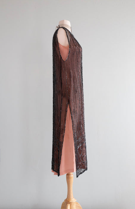 Rare 1920’s French Beaded Silk Flapper Dress / Medium