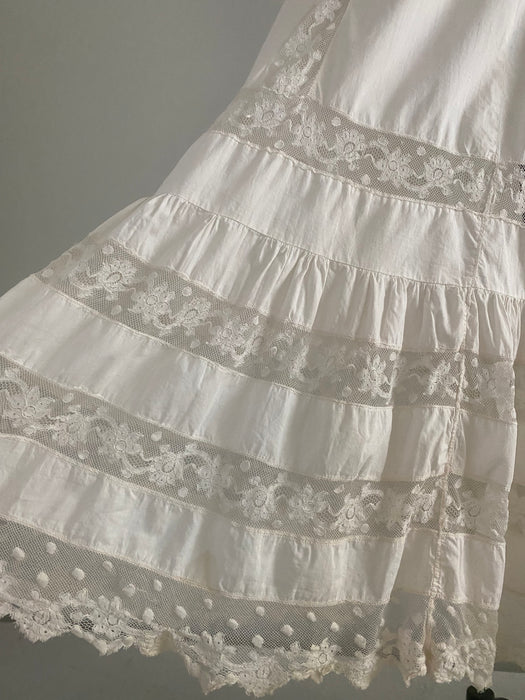 Exquisite 1900's Edwardian Era Cotton Lace Slip Dress / Small