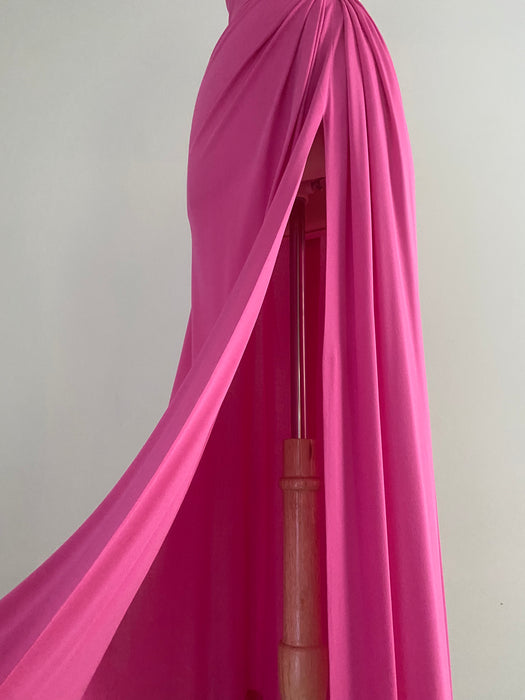 Rare 1970's Mia Vicky Vicky Tiel Shocking Pink Halter Dress / Small