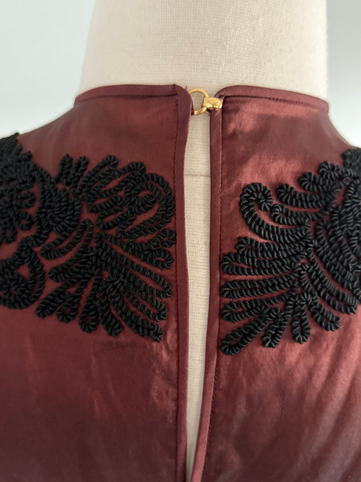 Stunning 1950's Claire McCardell Auburn Silk Cocktail Dress / SM