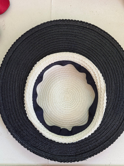 Delightful 1950's Red White & Blue Straw Portrait Hat / OS
