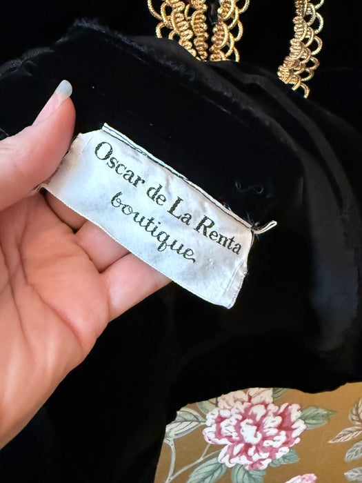 Iconic 1960's Oscar de La Renta Black Velvet Cocktail Dress / SM