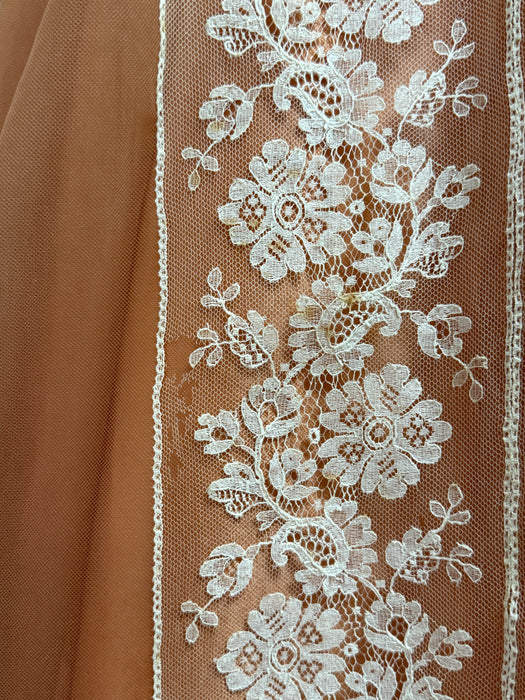 Breathtaking 1950's Couture Cocktail Halter Dress In Satin & Imported Lace / SM