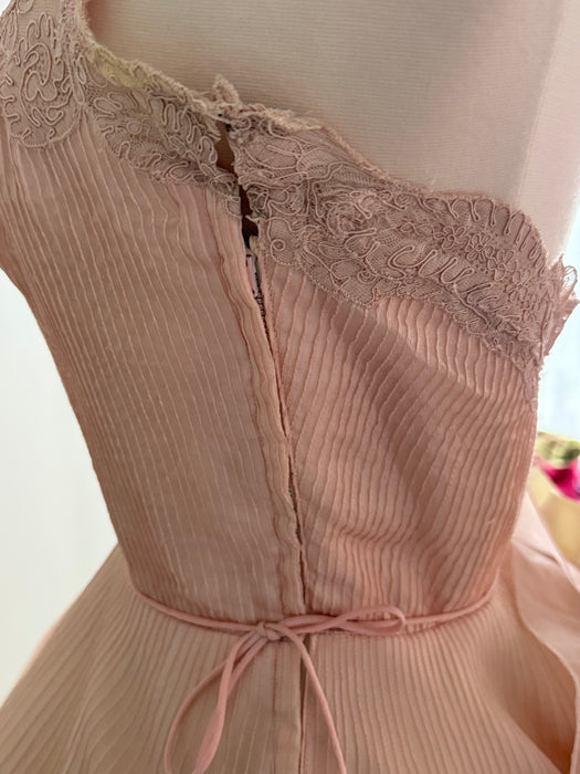 Exquisite 1950's Ballet Slipper Pink Silk Organza Dress By Harvey Berin / Small