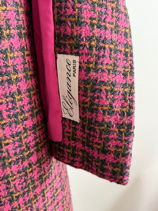 Vintage 1960's Paris Elegance Custom Made Wool Tweed Dress & Jacket Set / M