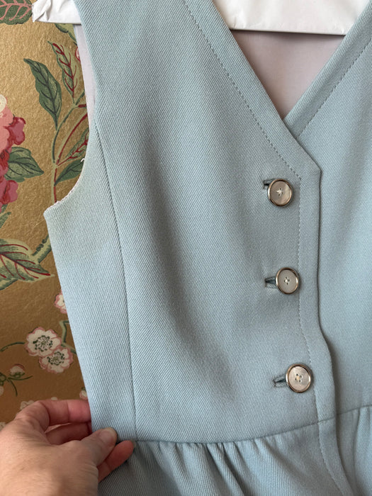 Iconic 1960's Powder Blue Wool Dress & Matching Jacket Set By Ginala / S
